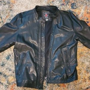 Diesel Black Leather Biker Jacket size XL